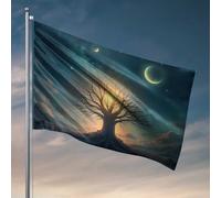 Man Cave Bar Arbre de vie sous les étoiles Drapeau Décoration de chambre de garçon (30 x 45 cm)