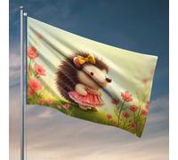 Man Cave Bar Charmant Hérisson dans un drapeau de jardin rose Décoration de chambre de garçon (30 x 45 cm)