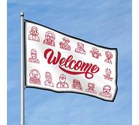 Man Cave Bar Halloween Personnages Welcome Flag 1 Country Decor Panneau d'automne pour porche (30 x 45 cm)