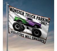 Man Cave Bar Monster Truck Parking Only : Violators Will Be Smashed Drapeau Cool Stuff For Boys Home Bar Accessoires (30 x 45 cm)