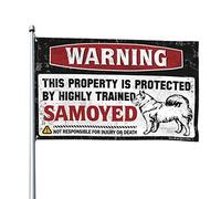 Man Cave Bar Warning This Property Is Protected By A Highly Trained Samoyed Flag Stuff Bath Stuff Funny Dorm Flags (60 x 90 cm)