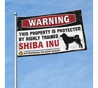 Man Cave Bar Warning This Property Is Protected By A Highly Trained Shiba Inu Flag Country Decor Panneau d'automne pour porche avant (120 x 180 cm)
