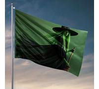 Man Cave Decor And Accessories A Green Witch With Long Hair Holding A Broomstick Flag College Room Sign Décoration de salle de jeux (30 x 45 cm)