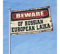 Man Cave Decor And Accessories Beware Of Russian - Drapeau européen Laika pour chambre de fille - Décoration amusante pour bar (60 x 90 cm)