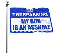 Man Cave Decor And Accessories No Trespassing My Dog Is An ass-le Flag Manches à air Drapeaux d'extérieur pour l'extérieur (120 x 180 cm)