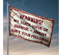 Man Cave Decor And Accessories Panneau rouillé Beware Of My Sensitive Humor! Drapeau Cadeaux pour la décoration de la maison Accessoires de salle de jeux (30 x 45 cm)