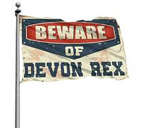 Man Cave Decorations Beware Of Devon Rex Drapeau Panneau de porche Décoration de jardin (152 x 244 cm)