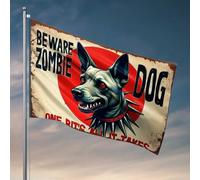 Man Cave Decorations Beware : Zombie Dog - One Bite'S All It Takes Drapeau Tiki Bar pour extérieur Patio Drapeaux pour chambre amusante (152 x 244 cm)