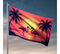 Man Cave Decorations Sunset Serenade : Flamants roses amoureux Drapeau drapeau pour chambre Guys Mancave Accessoires Homme (30 x 45 cm)