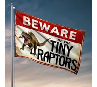 Man Cave Decorations Tiny Raptors : A Dinosaur Warning Sign Flag Tiki Bar For Outdoor Patio Flags For Room Guys Fun (120 x 180 cm)
