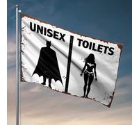 Man Cave Decorations Toilettes unisexe : un drapeau de conte de super-héros Tiki Bar pour extérieur Patio Drapeaux pour chambre gars amusant (120 x 180 cm)