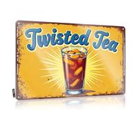 Man Cave Decorations Twisted Tea : A Refreshing Summer Beverage - Plaque en étain vintage - Décoration amusante en métal (20 x 30 cm)