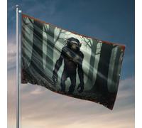 Man Cave Rules Bigfoot In The Misty Forest: A Mysterious Encounter Drapeau Décoration de chambre pour homme (30 x 45 cm)