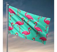 Man Cave Rules Drapeau coloré flamants roses sur fond bleu pour chambre à coucher (60 x 90 cm)