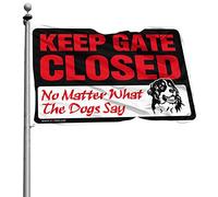 Man Cave Rules Keep Gate Closed No Matter What The Dog Say Drapeau décoratif pour chambre à coucher ou extérieur (60 x 90 cm)