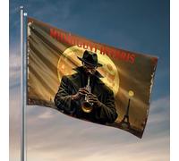Man Cave Rules Midnight In Paris : Jazz Under The Moonlit Sky Flag Music Decor Accessoires de terrasse (120 x 180 cm)