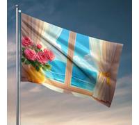 Man Cave Rules Ocean View From The Window With Roses Flag Home Bar Decor Cool Decor For Guys Room (120 x 180 cm)