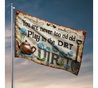 Man Cave Rules Play In The Dirt : Embrace Gardening At Any Age Drapeau Décoration de chambre Dortoir pour filles Décoration extérieure Patio (30 x 45 cm)