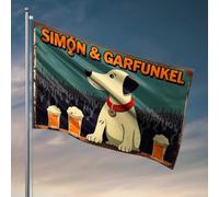 Man Cave Rules Simón & Garfunkel : un voyage musical avec drapeau Fido Décoration de dortoir pour filles Décoration de terrasse extérieure (60 x 90 cm)