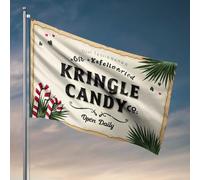 Man Cave Rules Vintage Kringle Candy Co. Panneau avec décorations festives Drapeau Décoration de dortoir pour filles Décoration extérieure Patio (120 x 180 cm)