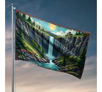 Man Cave Rules Waterfall Majesty : Nature'S Grandeur In Full Bloom Drapeau Musique Décor Accessoires de terrasse (120 x 180 cm)