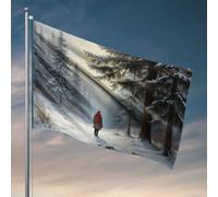 Man Cave Rules Winter Solitude : A Man In The Snowy Forest Flag Home Bar Decor Cool Decor For Guys Room (152 x 244 cm)