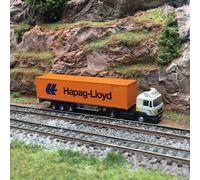 MAN F90 camion porte conteneur "Hapag-Lloyd", Orange et bleu - MINIS LC4068 - N