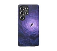 Man Falling Through Cosmic Tunnel with Tentacules - Coque mate résistante - Compatible avec Samsung Galaxy S25 Ultra Violet