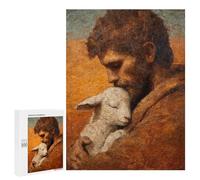 Man Holding Lamb Painting Puzzle 1000 Pièces Educa Jouet en Bois Cadeau Unique Décoration Intérieure Jeu Éducatif Challenge Toy Adultes Et Enfants À Partir De 14 Ans 500 PCS