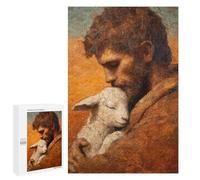 Man Holding Lamb Painting Puzzle 1000 Pièces Educa Jouet en Bois Cadeau Unique Décoration Intérieure Jeu Éducatif Challenge Toy Adultes Et Enfants À Partir De 14 Ans 1000 PCS