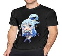 Man Konosuba Funny T Shirt Short Sleeve Loose Round Neck Tee Black 3XL