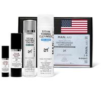 Man Labs Titan Oscar 2025 Ensemble de soins du visage anti-âge pour homme, avec acide hyaluronique et sérum à 10 % de niacinamide pour les taches sombres, les rides