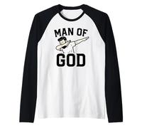Man of God Dab for Christian Dad Father’s Day Manche Raglan