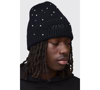 Man Rhinestone Embellished Beanie homme - noir - ONE SIZE, noir