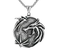 man stainless steel pendant vintage hip hop style witcher necklace