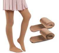 MANA MANA Lot De 2 Collants Unis Pour Filles - Collants Opaques Pour Enfants Pour L'école, La Danse, Le Ballet - Doux Et Élégants, 40 Den, Fabriqués En Italie, 2 Paires, Natural, 134/140 cm