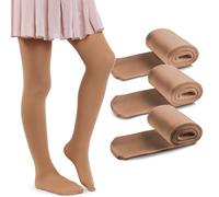 MANA MANA Lot De 3 Collants Unis Pour Filles - Collants Opaques Pour Enfants Pour L'école, La Danse, Le Ballet - Doux Et Élégants, 40 Den, Fabriqués En Italie, 3 Paires, Natural, 98/104 cm