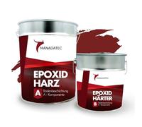 MANADATEC Résine Époxy 2K Revêtement de sol 2,5 kg I Rouge Suédois I Sans solvant, écologique & inodore I Revêtement pour sols de garages & caves | Haute résistance aux chocs