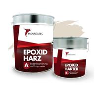 MANADATEC Revêtement de sol époxy 2K 5 kg | RAL 9001 Blanc crème | Sans solvant, écologique & inodore | Revêtement pour sols de garages et caves | Haute résistance aux chocs