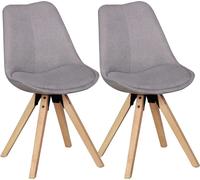 Manahee Design | 2 chaises de salle à manger rétro LIMA gris clair | tissu rembourré | 49x87x52 cm