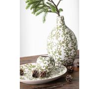 Manahee Design | Assiette décorative Yezi Porcelaine Vert/Blanc 37x37x4 cm | 2.08 kg