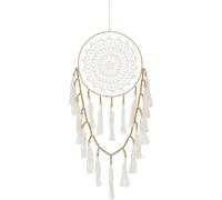 Manahee Design | Attrape-rêves en coton, lin et polyester | Blanc naturel | 77,5 cm x 27 cm x 1 cm