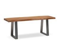 Manahee Design | Banc de rangement 120x40x45,5 cm Bois massif d'acacia / Métal Chromé | Assise avec chant naturel