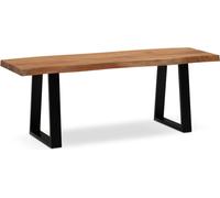 Manahee Design | Banc de rangement 120x40x45,5 cm Bois massif d'acacia / Métal Noir | Assise avec chant naturel