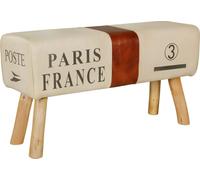 Manahee Design | Banc Design Turnbock en Coton 83% & Cuir Véritable 17% Beige & Marron | 91 x 51 x 30 cm