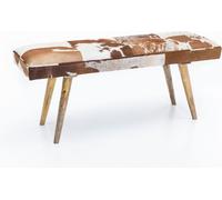 Manahee Design | Banquette en peau de chèvre et bois massif marron | 120 x 40 x 52 cm