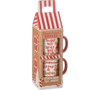 Manahee Design | Boîte 2 Tasses Céramique Rouge | 30 cm x 12 cm x 9,1 cm | 283 ml