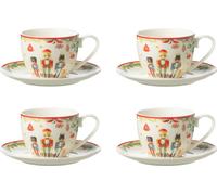 Manahee Design | Boîte 4 Tasses à Thé avec Soucoupes Céramique Blanche | Blanc | 7,3x15x9 cm