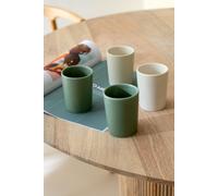 Manahee Design | Boîte 4 Tasses Céramique/Porcelaine Vert/Blanc | 9 cm x 7 cm x 7 cm