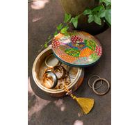 Manahee Design | Boîte avec couvercle ronde en bois de manguier multi | 26 cm x 26 cm x 10 cm